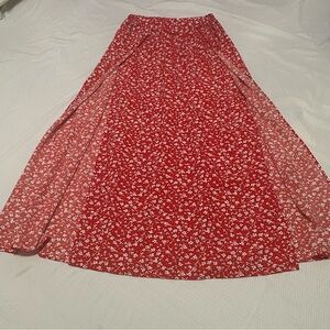 SHEIN Red and White Floral Maxi Skirt